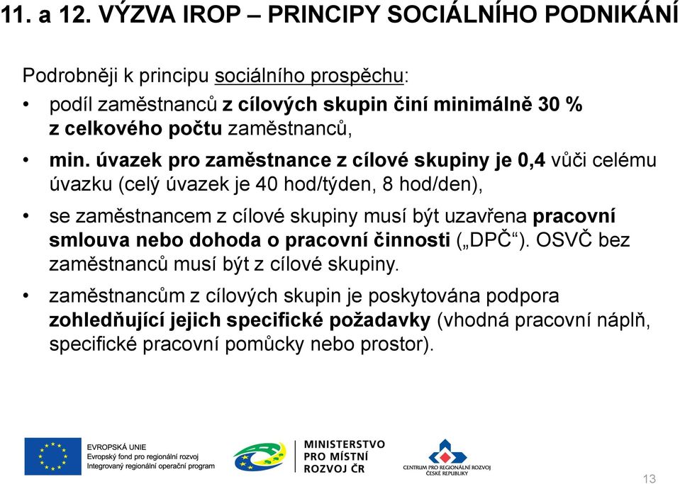 počtu zaměstnanců, min.
