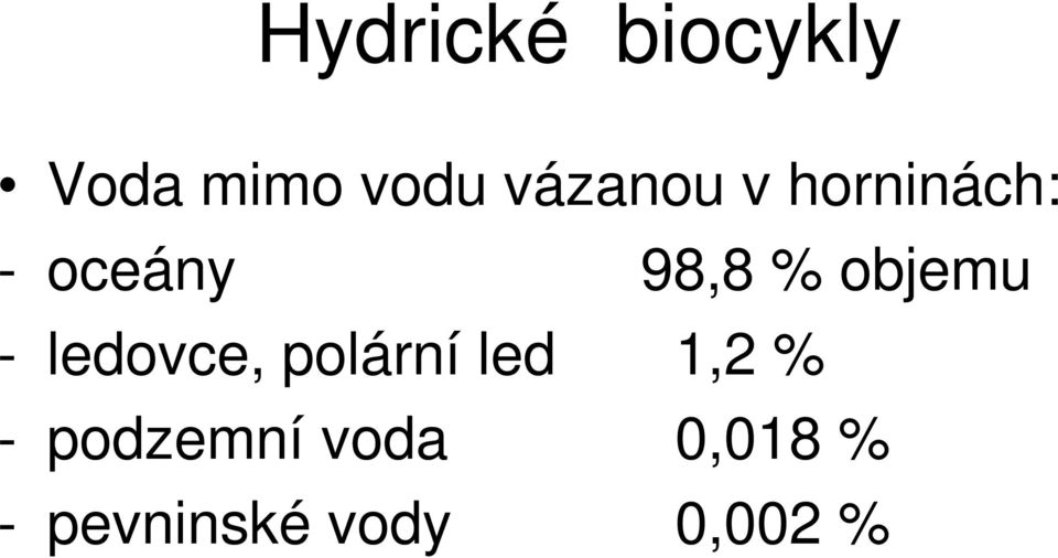 objemu - ledovce, polární led 1,2 % -