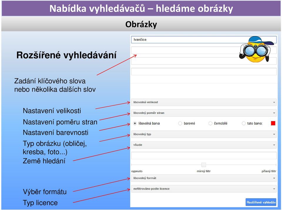 Nastavení poměru stran Nastavení barevnosti Typ obrázku