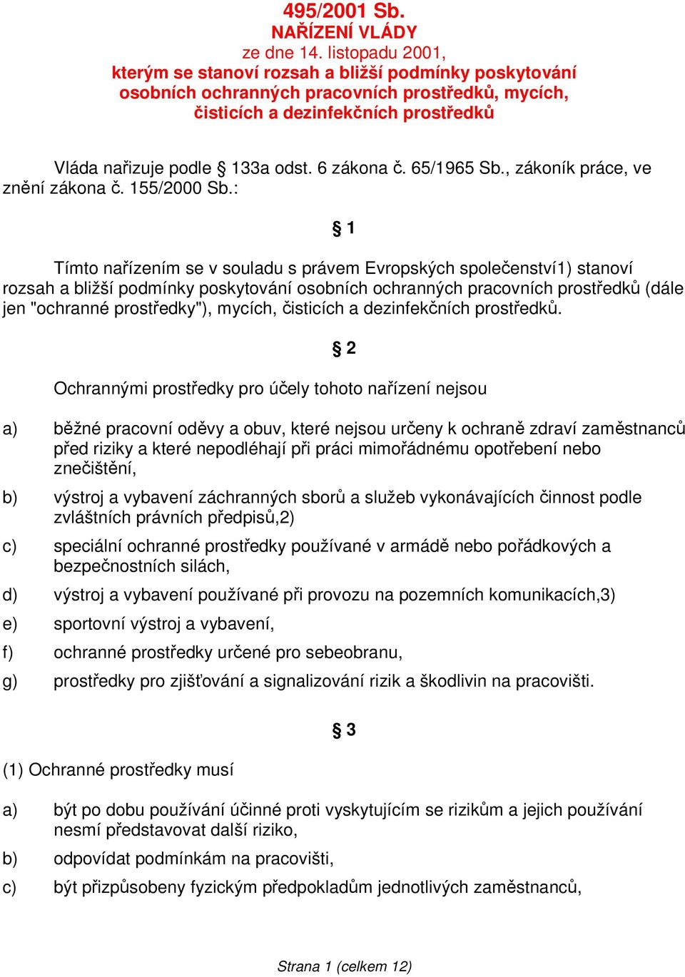 495/2001 Sb. NAŘÍZENÍ VLÁDY - PDF Free Download