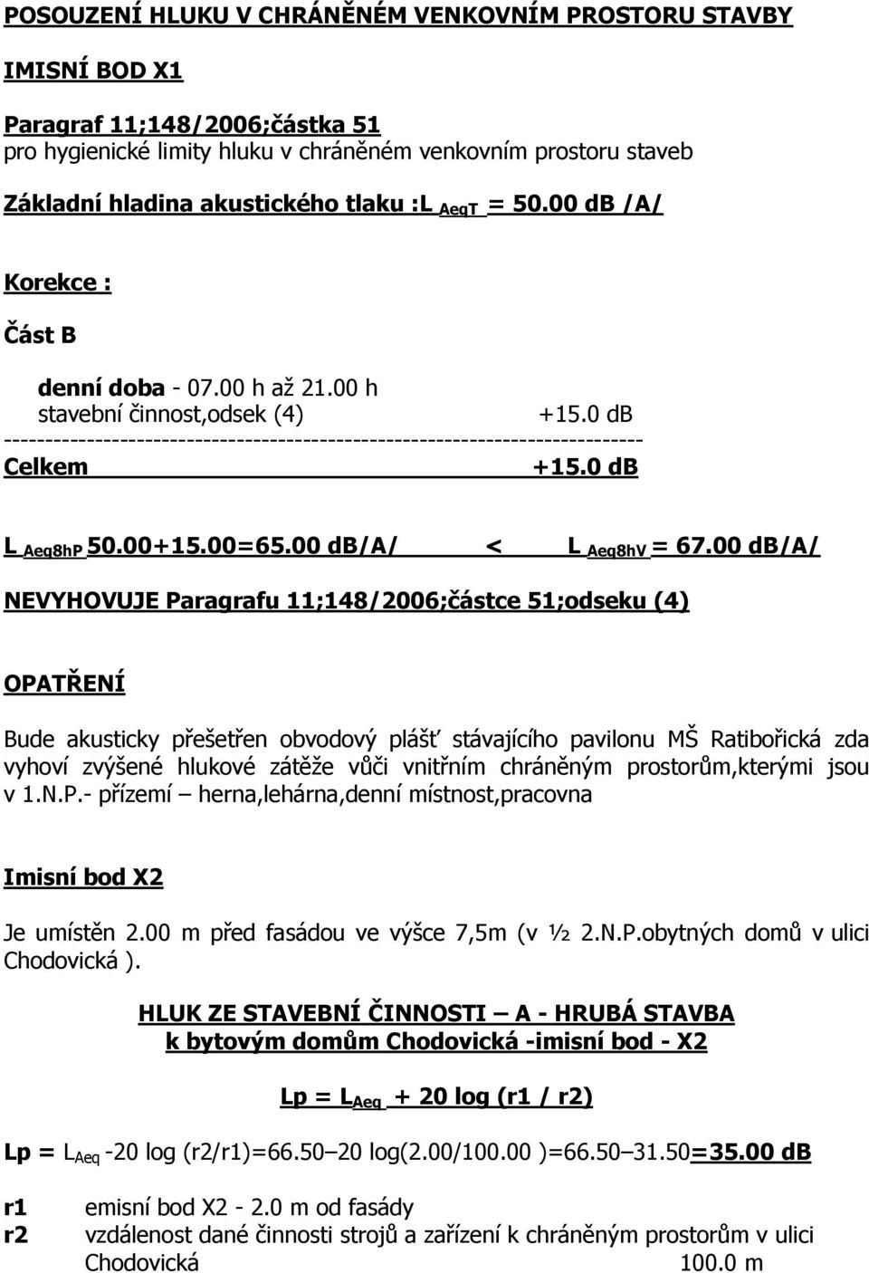 00=65.00 db/a/ < Aeq8hV = 67.