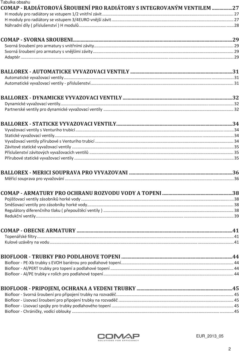 .. 29 BALLOREX AUTOMATICKE VYVAZOVACI VENTILY...31 Automatické vyvažovací ventily... 31 Automatické vyvažovací ventily p íslušenství... 31 BALLOREX DYNAMICKE VYVAZOVACI VENTILY.