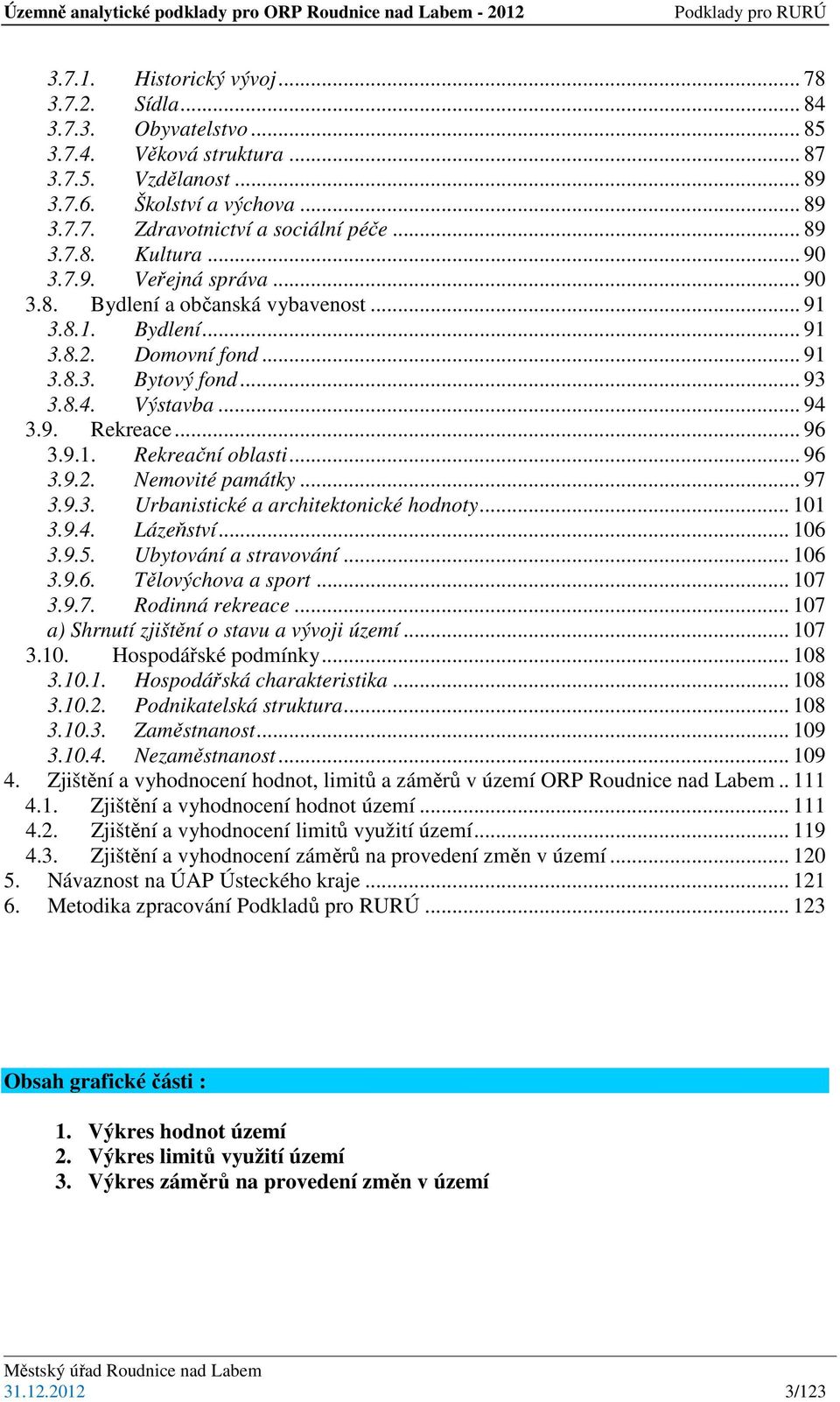 .. 96 3.9.1. Rekreační oblasti... 96 3.9.2. Nemovité památky... 97 3.9.3. Urbanistické a architektonické hodnoty... 101 3.9.4. Lázeňství... 106 3.9.5. Ubytování a stravování... 106 3.9.6. Tělovýchova a sport.