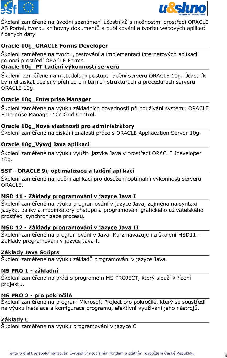 Oracle 10g_PT Ladění výkonnosti serveru Školení zaměřené na metodologii postupu ladění serveru ORACLE 10g.