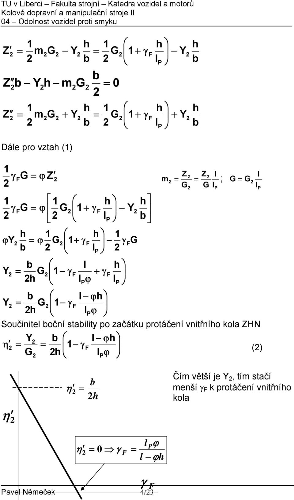 0 m m Dáe pro zta () m ; Součinite oční staiity po začátku