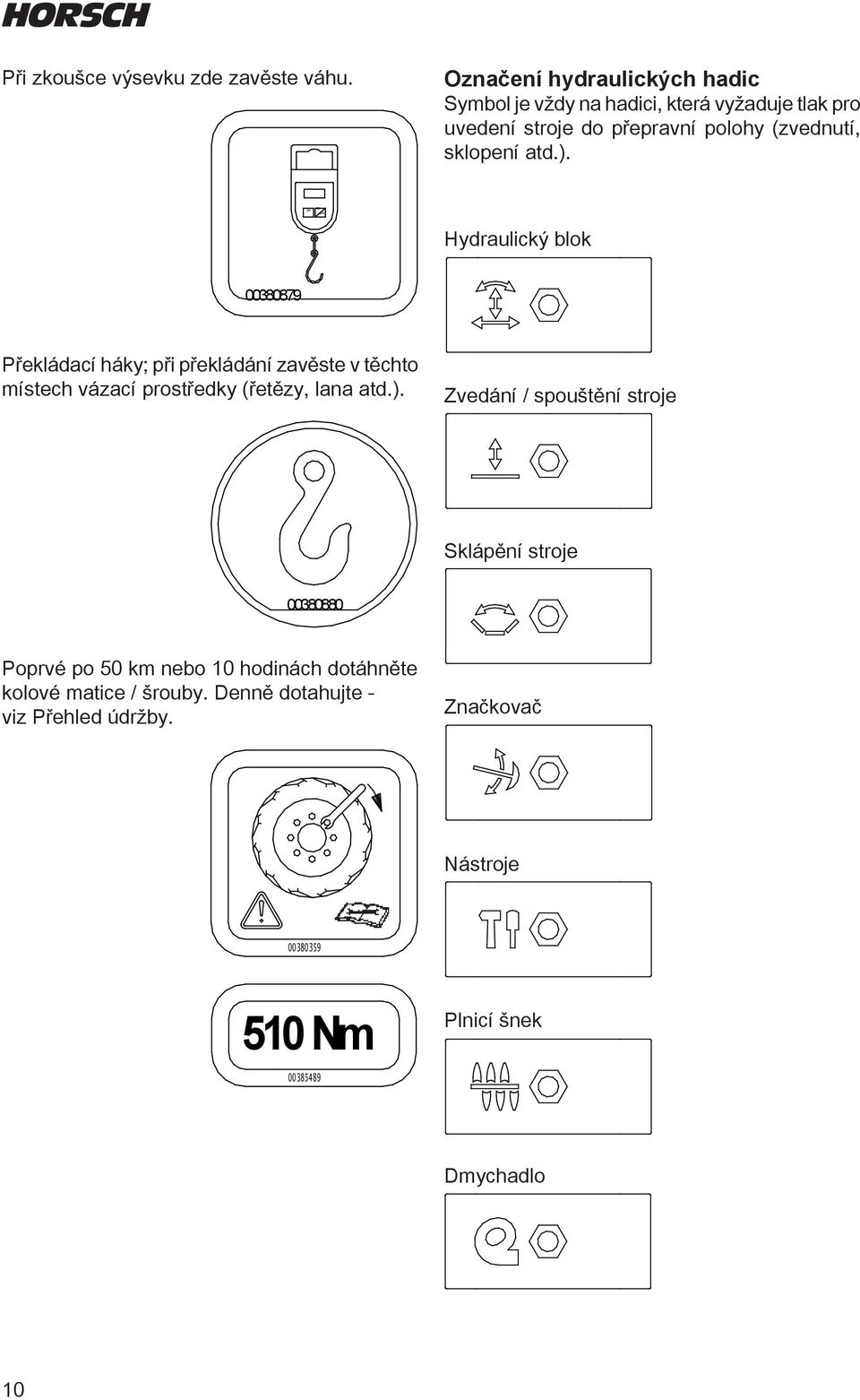 00110685 00110686 Zvedání / spouštění stroje Maschine Zeichnung Zeichnungs Aufkleber 0011068 00110681 00110682 Sklápění stroje Zeichnung 00380880 Waage 00380879 ed Sept 03 00110681 00110682 Poprvé po