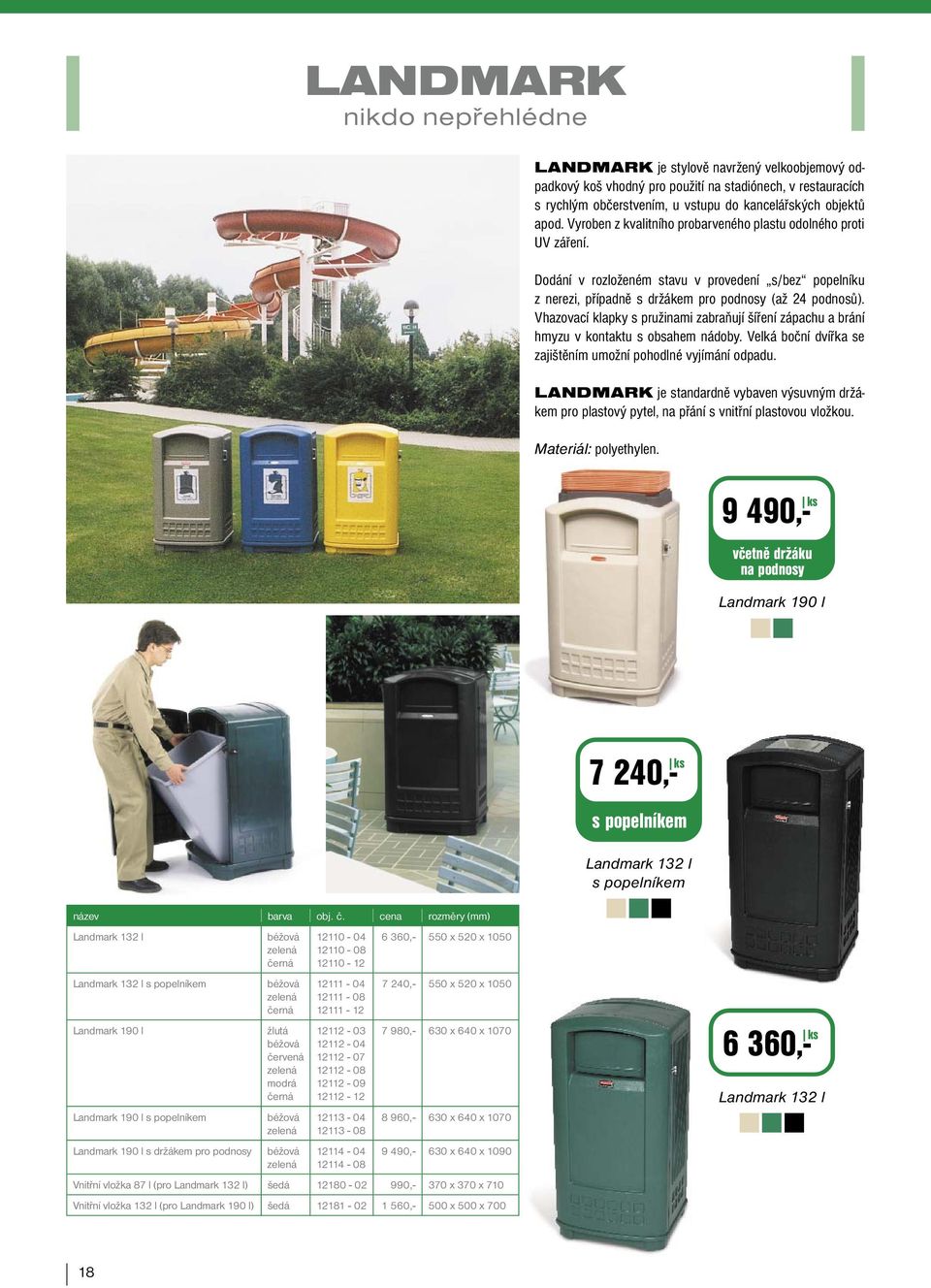 Vhazovací klapky s pružinami zabraňují šíření zápachu a brání hmyzu v kontaktu s obsahem nádoby. Velká boční dvířka se zajištěním umožní pohodlné vyjímání odpadu.