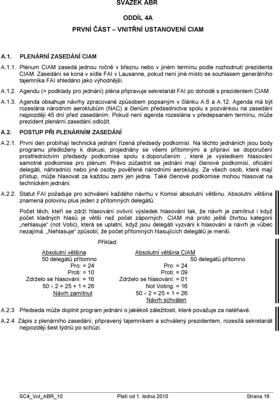 Agendu (= podklady pro jednání) pléna připravuje sekretariát FAI po dohodě s prezidentem CIAM. A.1.3. Agenda obsahuje návrhy zpracované zpŧsobem popsaným v článku A.6 a A.12.