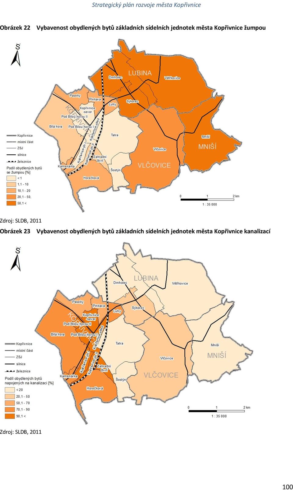 2011 Obrázek 23 Vybavenost obydlených bytů základních