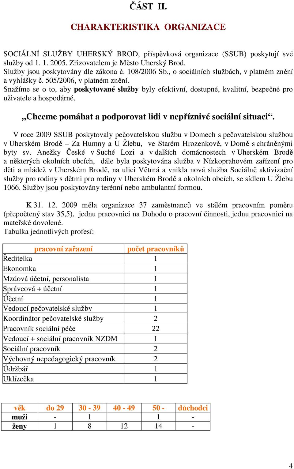 Snažíme se o to, aby poskytované služby byly efektivní, dostupné, kvalitní, bezpečné pro uživatele a hospodárné. Chceme pomáhat a podporovat lidi v nepříznivé sociální situaci.