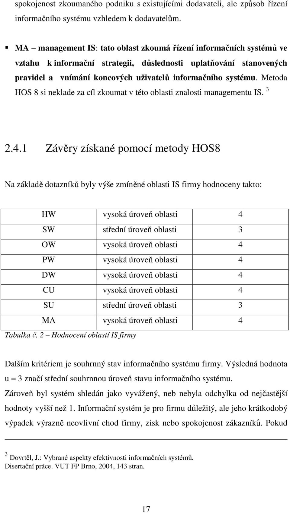 Metoda HOS 8 si neklade za cíl zkoumat v této oblasti znalosti managementu IS. 3 2.4.