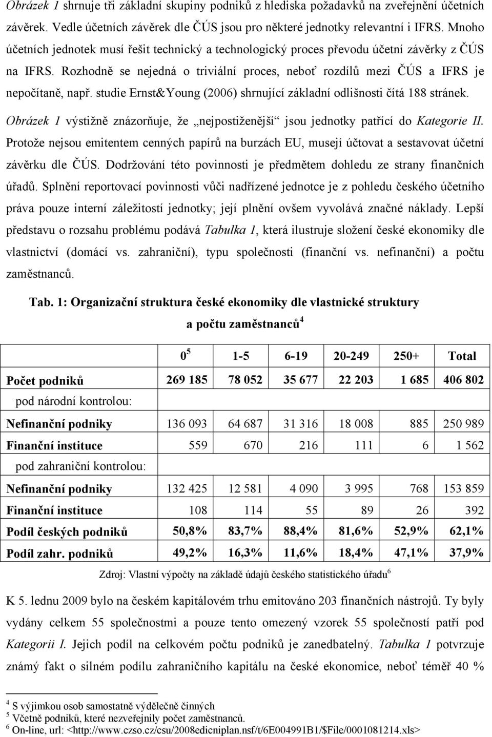 studie Ernst&Young (2006) shrnující základní odlišnosti čítá 188 stránek. Obrázek 1 výstižně znázorňuje, že nejpostiženější jsou jednotky patřící do Kategorie II.