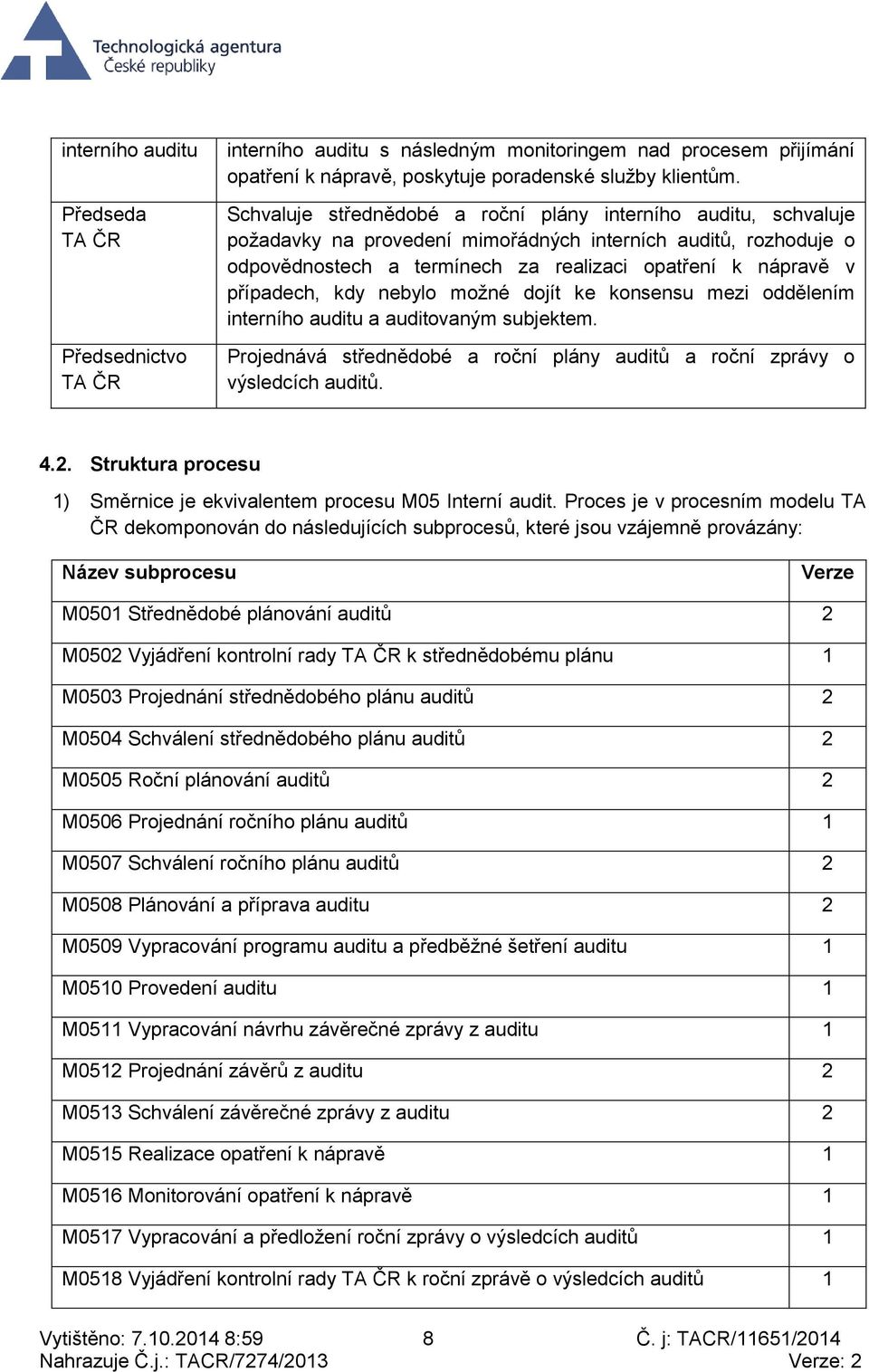 případech, kdy nebylo možné dojít ke konsensu mezi oddělením interního auditu a auditovaným subjektem. Projednává střednědobé a roční plány auditů a roční zprávy o výsledcích auditů. 4.