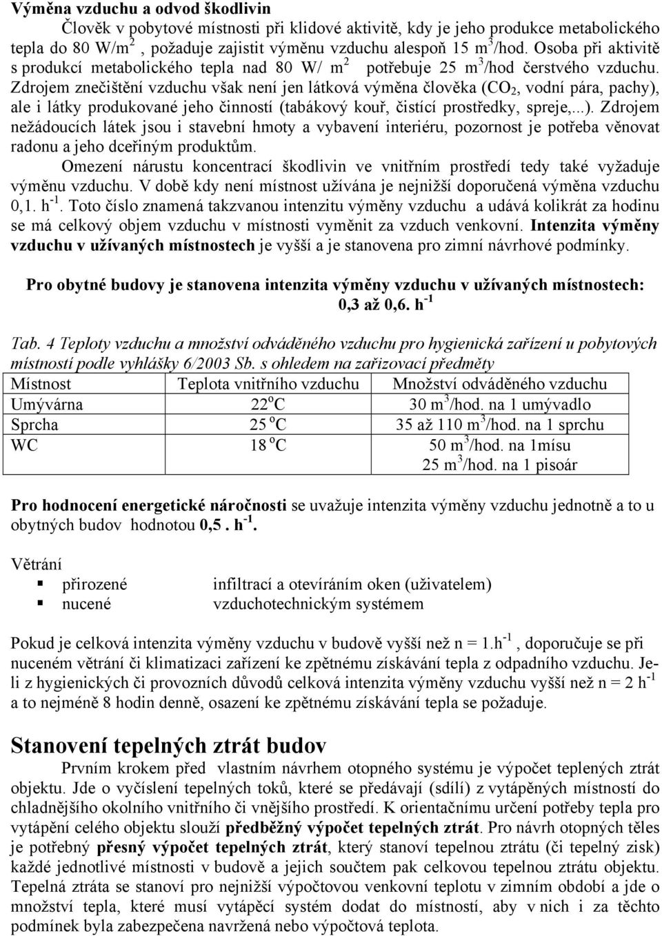 Zdrojem znečištění vzduchu však není jen látková výměna člověka (CO 2, vodní pára, pachy),