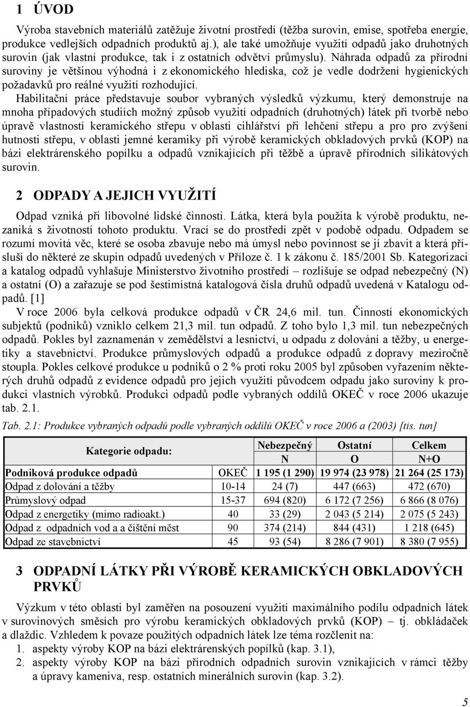 Náhrada odpadů za přírodní suroviny je většinou výhodná i z ekonomického hlediska, což je vedle dodržení hygienických požadavků pro reálné využití rozhodující.