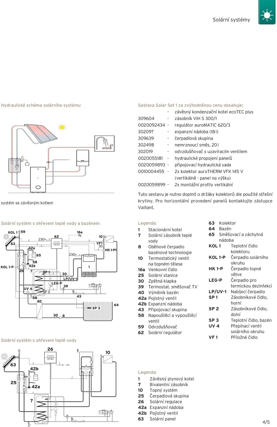 propojení panelů 0020059893 - připojovací hydraulická sada 0010004455-2x kolektor aurotherm VFK 145 V (vertikálně - panel na výšku) 0020059899-2x montážní profily vertikální Tuto sestavu je nutno