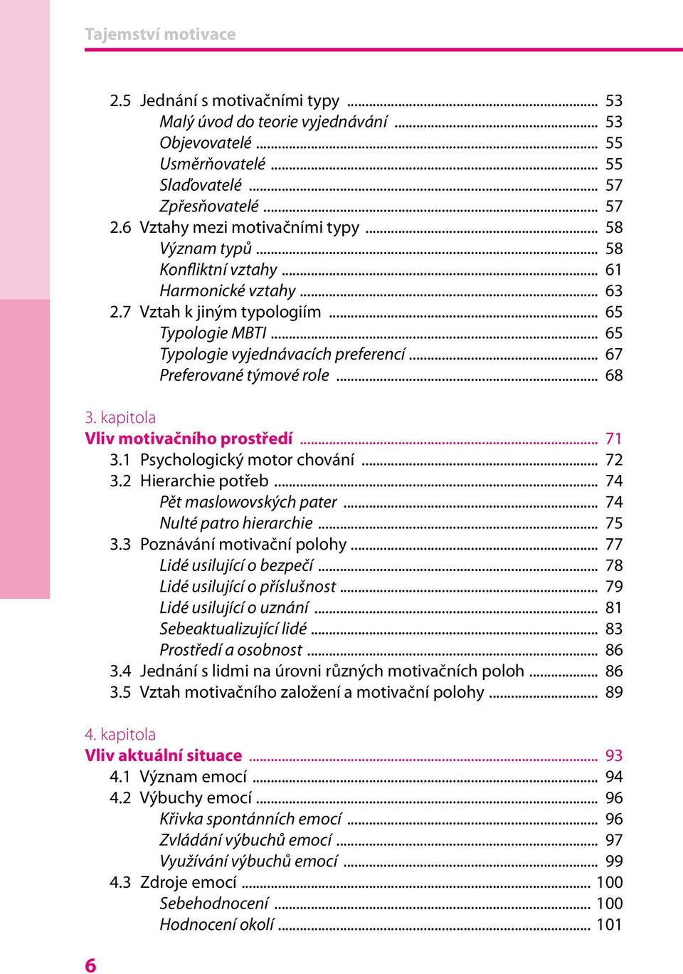 .. 67 Preferované týmové role... 68 3. kapitola Vliv motivačního prostředí... 71 3.1 Psychologický motor chování... 72 3.2 Hierarchie potřeb... 74 Pět maslowovských pater... 74 Nulté patro hierarchie.