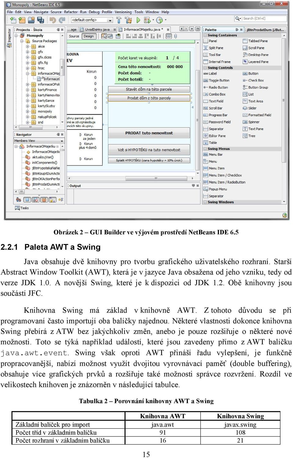 Knihovna Swing má základ v knihovně AWT. Z tohoto důvodu se při programovaní často importují oba balíčky najednou.