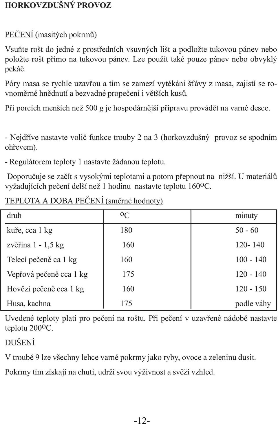 Při porcích menších než 500 g je hospodárnější přípravu provádět na varné desce. - Nejdříve nastavte volič funkce trouby 2 na 3 (horkovzdušný provoz se spodním ohřevem).