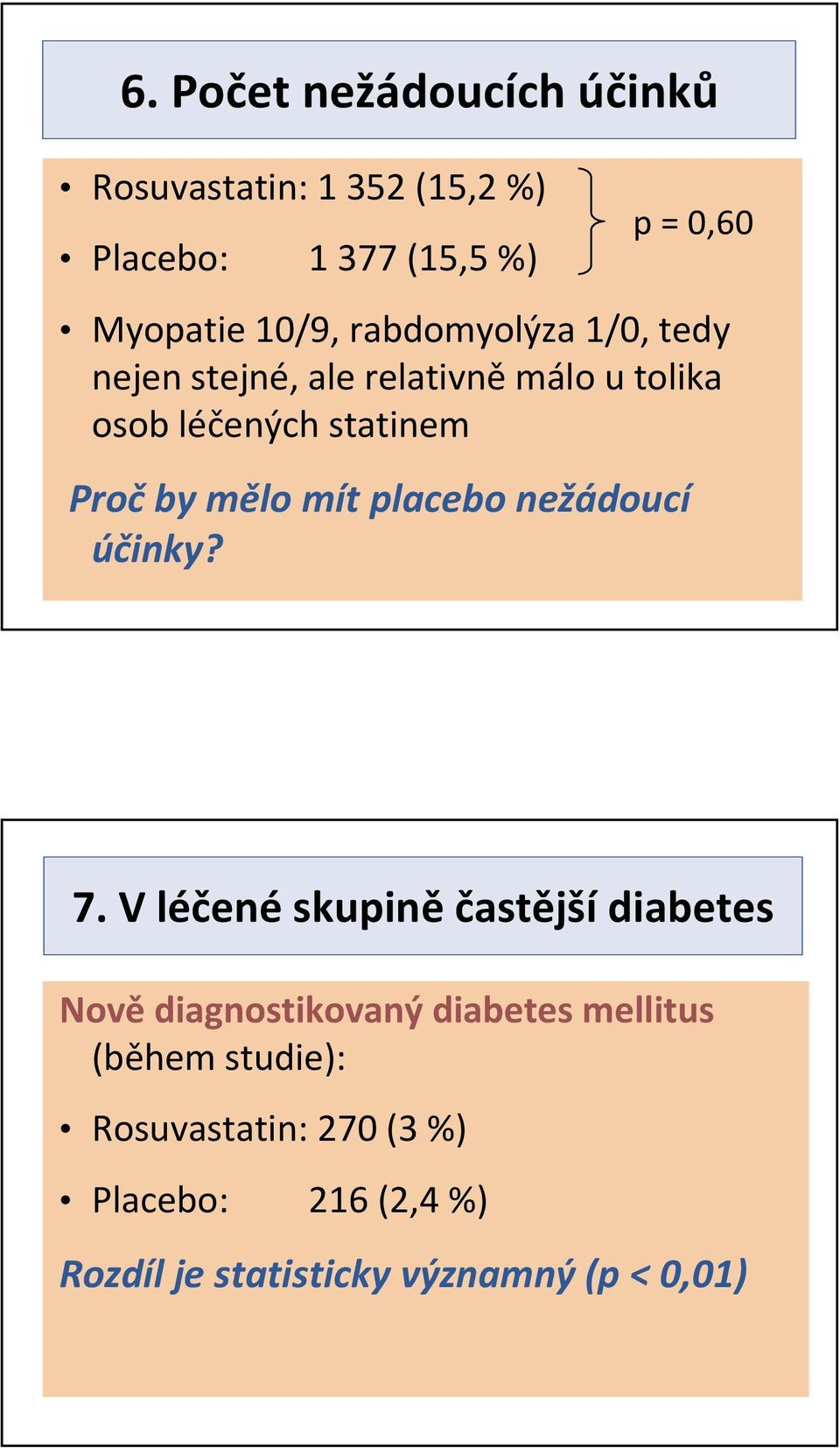 placebo nežádoucí účinky? p = 0,60 7.