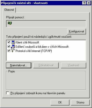 Konfigurace PPPoE připojení v OS Microsoft Windows 2000 Strana 2 (celkem 8) Po otevření okna Ovládacích panelů poklepejte levým tlačítkem myši na Síťová a telefonická