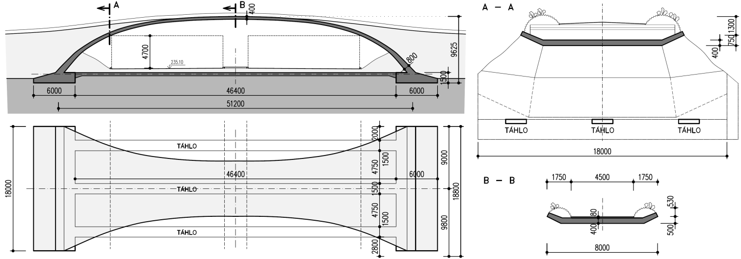 2 Realizované konstrukce Obr. 1.1 Brünen Tunnel na dálničním obchvatu Bernu, se zobrazením vektorů posunutí naměřených ve 3 řezech po délce tunelu (Kovári & Tisa, 1998).