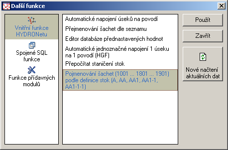 (řetězec pojmenování nesmí být přerušen, jinak šachty nebudou pojmenovány) 18XX označení šachet na dešťové stoce patřící ke