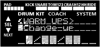 Cvičení Když skončíte cvičení Stiskem tlačítka [OK] se vrátíte na obrazovku režimu Coach. Change-up: Krok 1: Zvolí pattern, dle kterého se bude rytmus měnit při Change-up.
