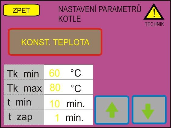 teploty) 44 Nastavená ekvitermní křivka Volba křivky (pro režim EKVI a EKVI+TUV) 45 Požadovaná teplota na kotli - 46 - SNÍŽENÍ/ZVÝŠENÍ navoleného parametru 40 - Skryté tlačítko pro vstup technika pro