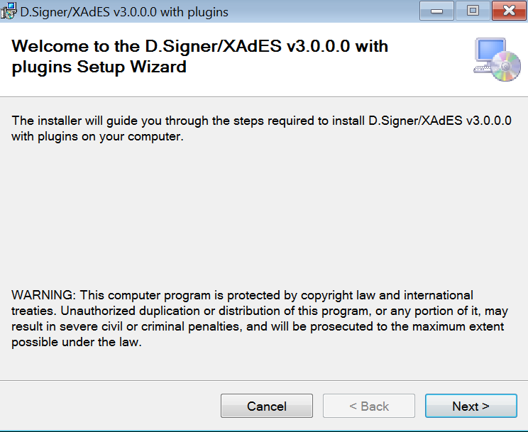 2. Inštalácia D.Signer Na spustenie inštalácie je potrebné spustiť súbor.\02_dsigner\setup.exe, ktorý spustí inštaláciu potrebných komponentov vrátane pluginov a podpory pre iné prehliadače.