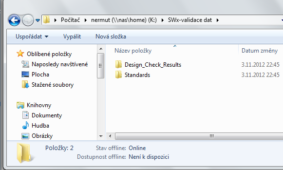 2. Vytvoření adresářů- pro ukládání standardů, na jejichž základě bude DesignChecker dokumenty kontrolovat - pro ukládání souborů obsahujících výsledky kontroly dokumentu Připravíme si adresářovou