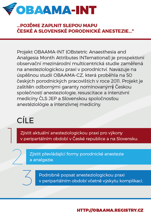 Cíle Primární cíl studie Zjistit aktuální anesteziologickou praxi pro výkony v peripartálním období v České republice a na Slovensku.