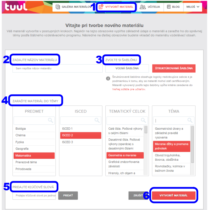 4. Tvorba nového modelu TUULu Po kliknutí na tlačidlo aplikácia ponúka menu, ktoré umožňuje tvorbu nového modelu TUULu. (Obr. 8). Jeho postup je nasledovný: Obr.