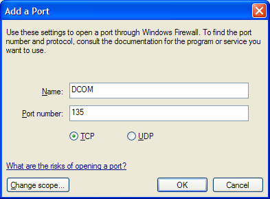 7. V dialogu Add a Port zadejte následující parametry: