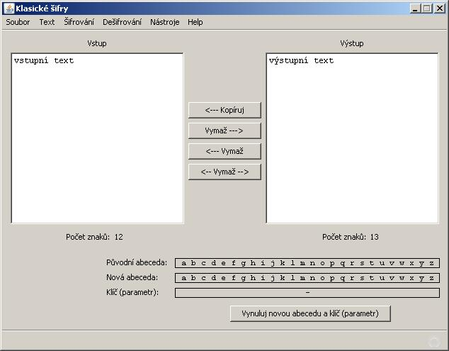 3.2.2 Hlavní panel Po spuštění aplikace dojde k zobrazení hlavního okna, které znázorňuje obrázek 3.1. Obsahuje dvě textové oblasti, menu a návěstí s informacemi.