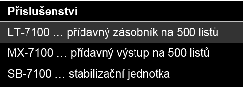 Výtisk první strany / Doba ohřevu Emulace Vstup a výstup papíru: Vstup papíru - hlavní zásobník Vstup papíru - multiunkční podavač Duplex Výstup papíru Speciikace tiskových médií: HL-S7000DN