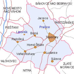 1.3 Mapa daného územia 2 Základné údaje o území Okres Topoľčany patrí z hľadiska územno-správneho členenia do Nitrianskeho kraja. Má rozlohu 597,64 km2. Počet obyvateľov okresu k 31.12.