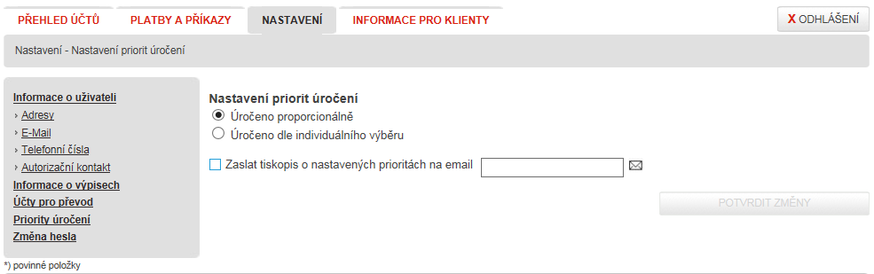 5.4.7. Priority úročení Obrázek č. 79 Potvrzení nastavení účtů pro převod Od 1. 7. 2015 dle novely Zákona o spořitelních a úvěrních družstvech vstoupilo v platnost tzv.