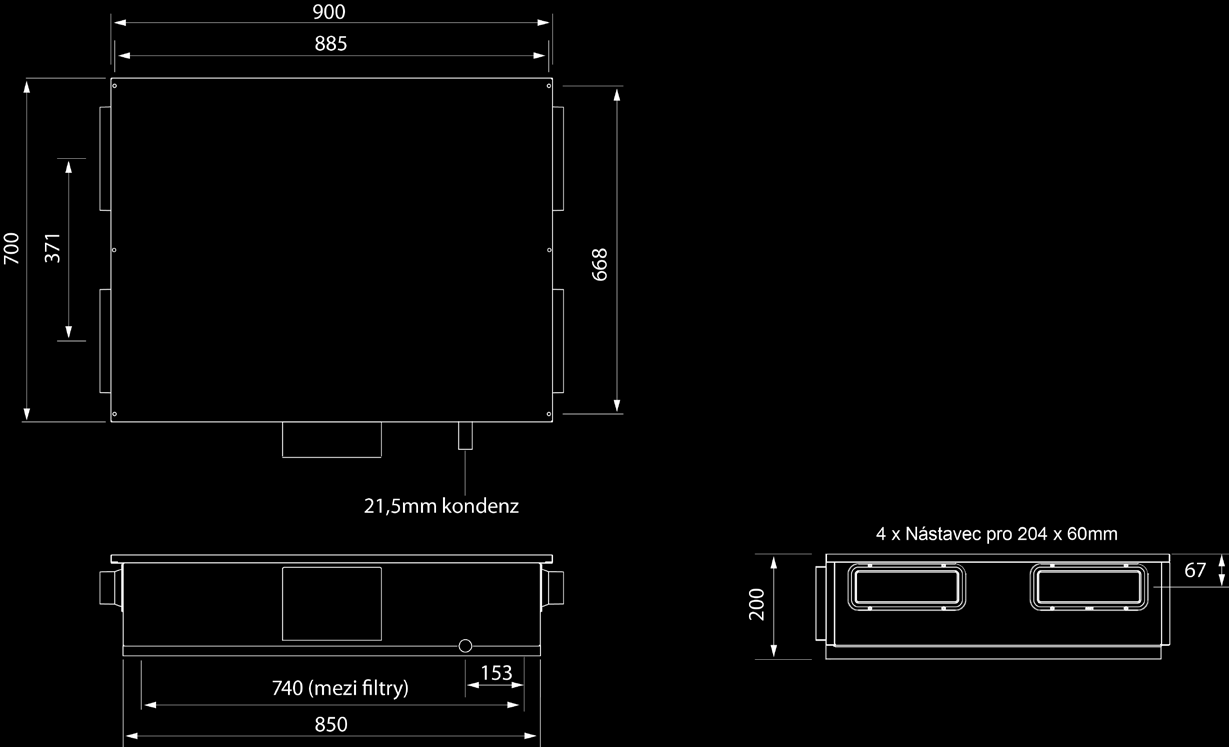 Kompaktní a lehké zařízení Snadný přístup k filtrům pro jednoduchou údržbu.