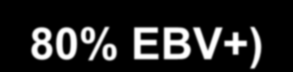 EBV a lymfomy u imunodeficientních pacientů Transplantovaní: Posttransplantační lymfoproliferativní nemoc (PTLD), polyklonální monoklonální, primární lymfomy v mozku HIV+: