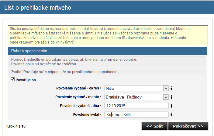 Krok 4 : V prípade, že sa povoľuje pohreb spopolnením, označte checkbox Povoľuje sa.