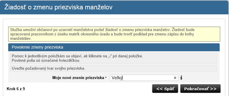 Krok 5: Uveďte údaje o vašom manželovi alebo manželke.