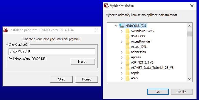 EvMO2010 - postup při instalaci a nastavení programu 1 Program EvMO2010 je distribuován v přenosné verzi. Obsahuje datové a systémové soubory.