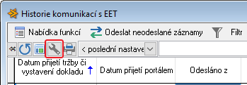 Ve výchozí tabulce jsou zařazeny nejdůležitější sloupce. Ostatní je možné přidat dle potřeby po kliknutí na ikonku klíče (Nastavení seznamu záznamů) v horní části okna. 1.