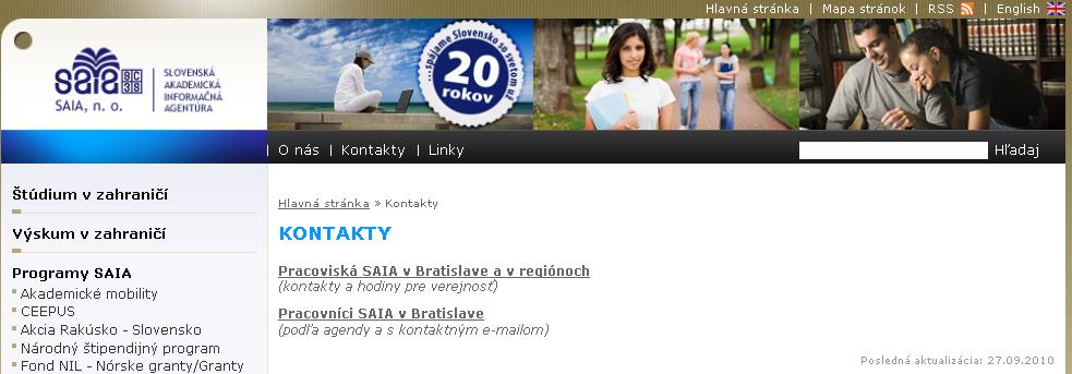 Kontakty SAIA, n. o. Nám.