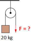 29_Kladky - příklady 1. Urči typ kladky a vypočti velikost síly působící na volný konec lana. (hmotnost volných kladek a tření zanedbáváme) m = 20 kg g = 10 N/kg F =?