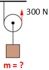 1. Urči typ kladky a vypočti hmotnost zvedaného tělesa. (hmotnost volných kladek a tření zanedbáváme) F = 80 N g = 10 N/kg m =?