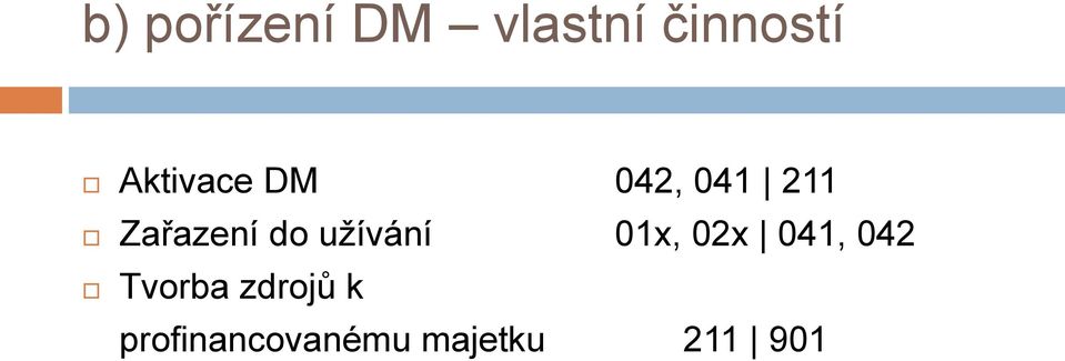 do užívání 01x, 02x 041, 042 Tvorba