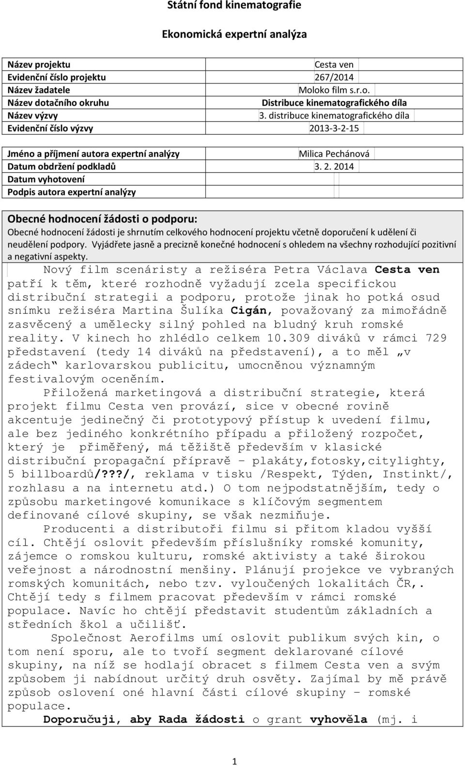 3-3-2-5 Milica Pechánová Datum obdržení podkladů 3. 2.
