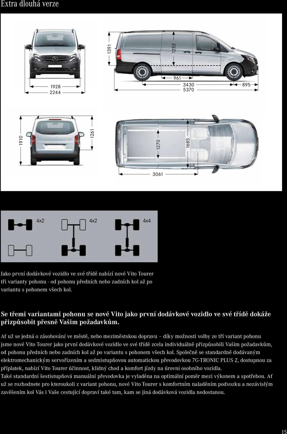 Ať už se jedná o zásobování ve městě, nebo meziměstskou dopravu díky možnosti volby ze tří variant pohonu jsme nové Vito Tourer jako první dodávkové vozidlo ve své třídě zcela individuálně